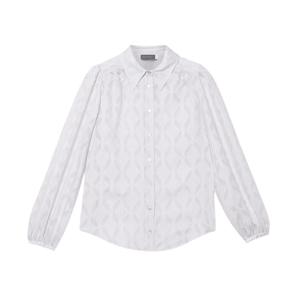 Mint Velvet Grey Diamond Striped Jacquard Shirt